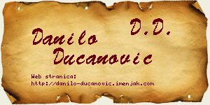 Danilo Ducanović vizit kartica